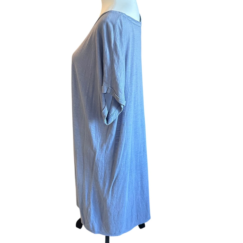 Eileen Fisher Dress Size Large Slate Blue/Gray Hemp Organic Cotton Blend Dress - Picture 2 of 10